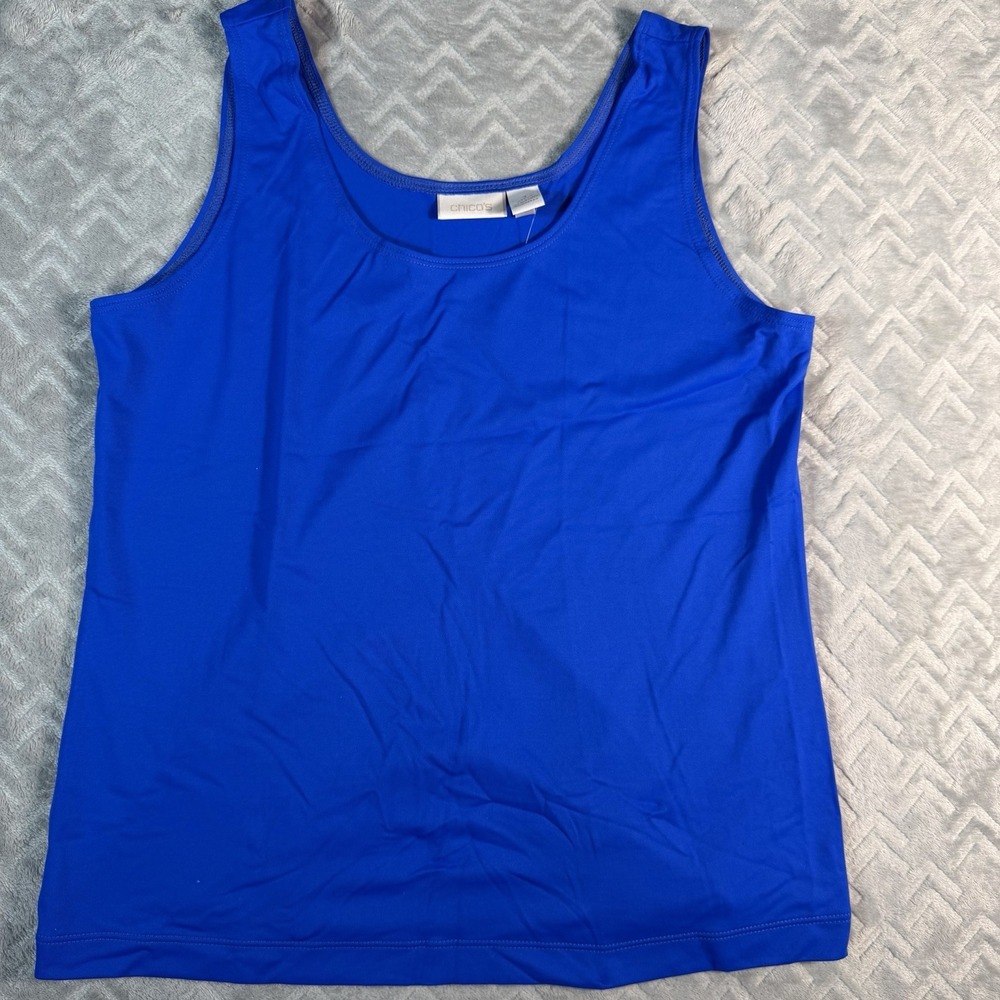 NWT Chico's Microfiber Tank Top Sleeveless Shirt Size 1 (Medium) Blue Tee Shirt